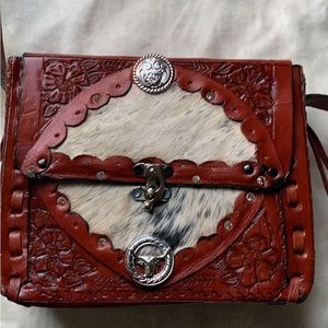 Hand made in México cowhide crossbody bag